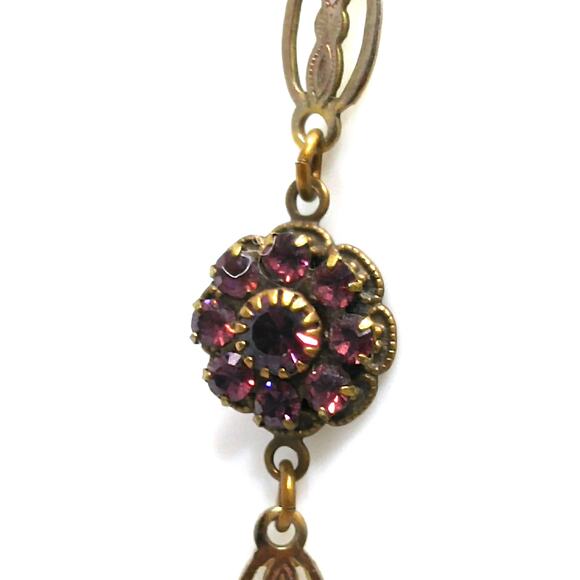 Vintage Liz Palacios Purple Rhinestone Flower Bracelet 1990s Signed S.F. - Picture 5 of 10